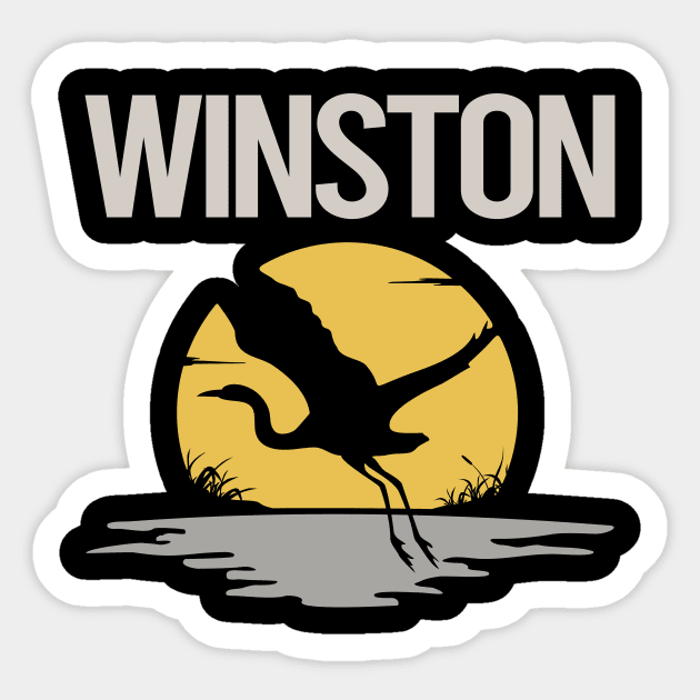 Flying Stork Winston Sticker by flaskoverhand